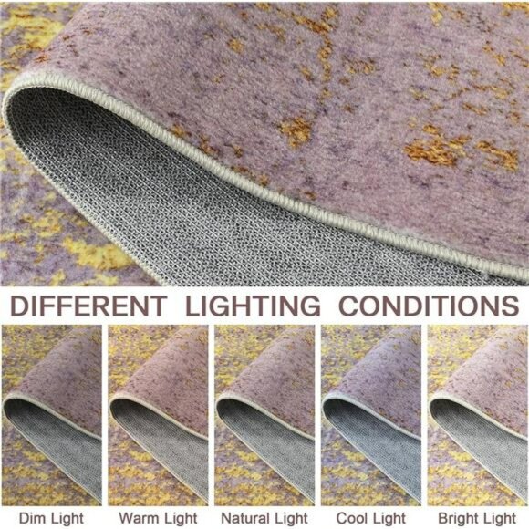 Modern Abstract Area Rug 3x5 Pink Washable Water Resistant Low Pile Indoor - Picture 3 of 7